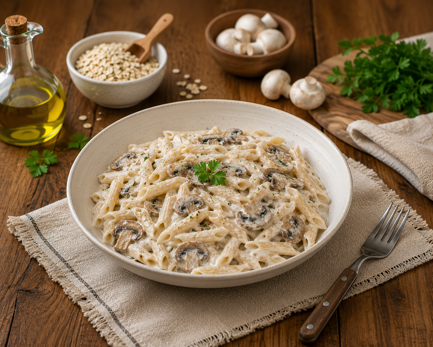 مكرونه وايت صوص بالشوفان