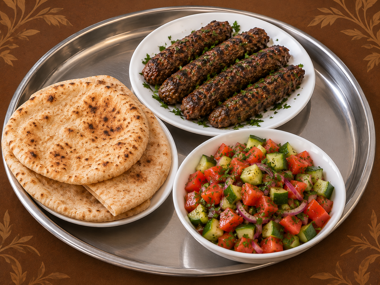 ربع كيلو كفته+عيش+سلطات
